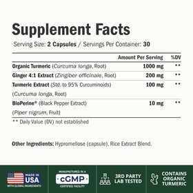 Vimerson Health Complément Alimentaire Curcuma et Gingembre - Flacon ouvert avec capsules