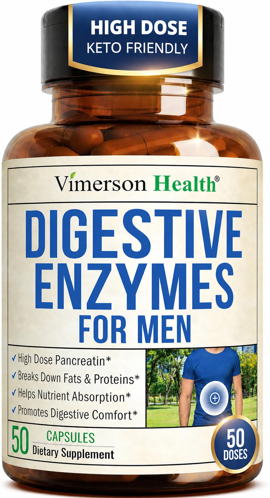 Vimerson Health Complément Alimentaire Enzymes 50 Capsules vue de face