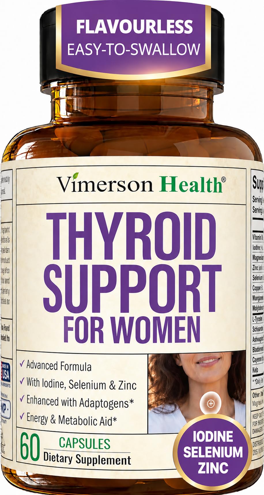 Vimerson Health complément alimentaire pour la thyroïde 60 capsules vue de face