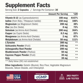 Vimerson Health complément alimentaire pour la thyroïde 60 capsules vue de dos