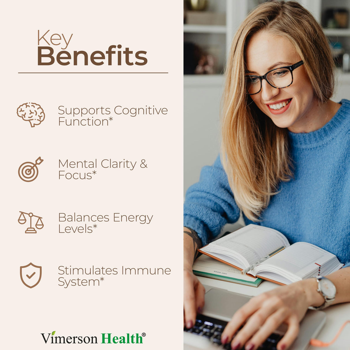 Vimerson Health complément champignons sur fond blanc