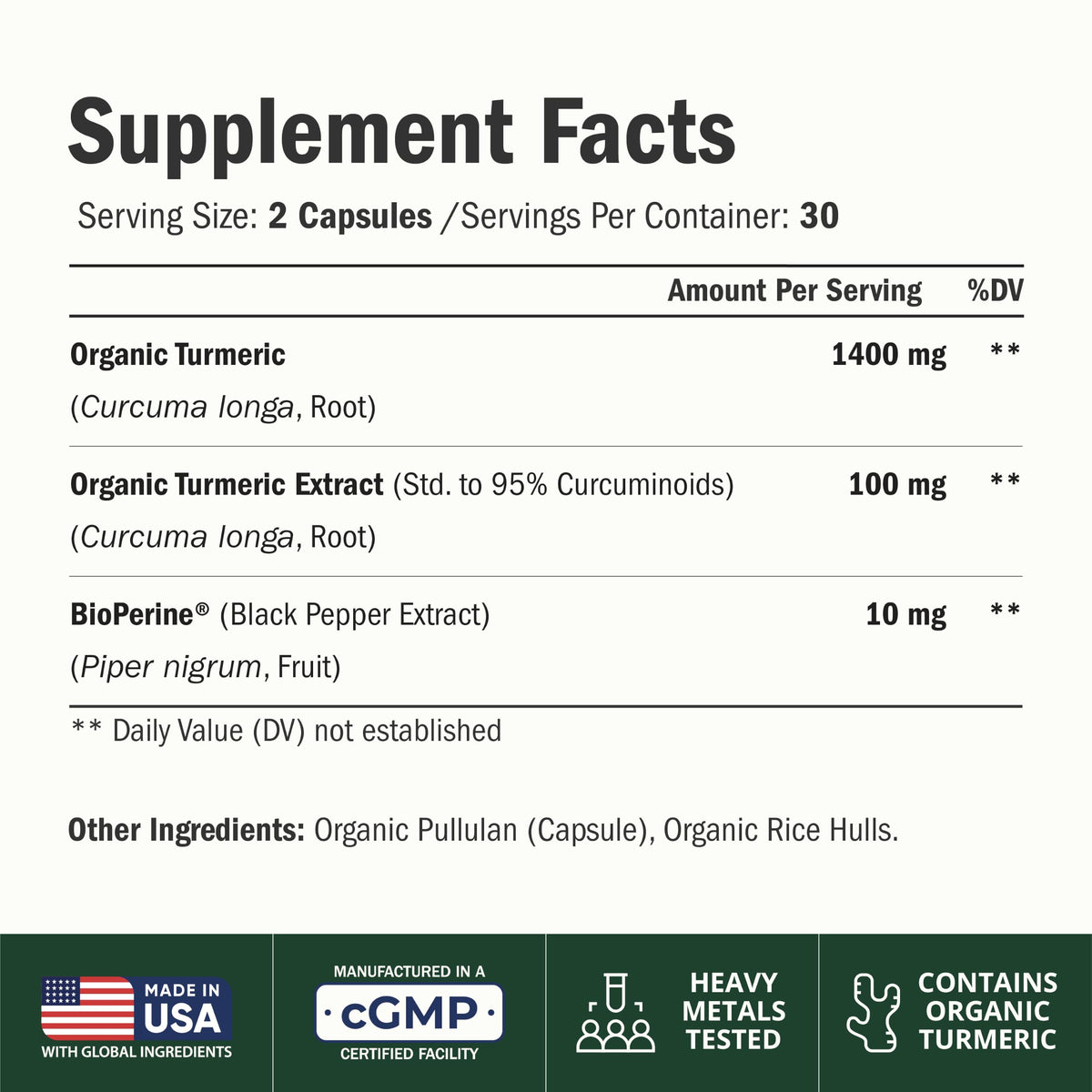 Vimerson Health Complément Curcuma 1400mg 60 capsules avec étiquette