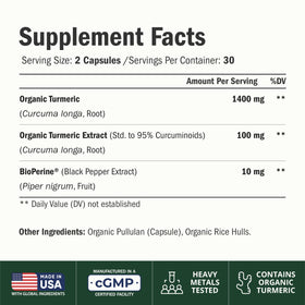 Vimerson Health Complément Curcuma 1400mg 60 capsules avec étiquette
