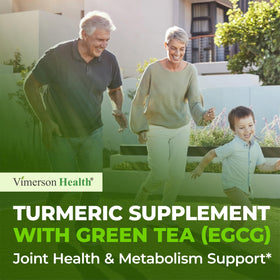 Vimerson Health Complément Curcuma Bio 900 mg avec ingrédients sur une table