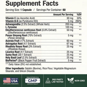 Vimerson Health Compléments Alimentaires Adaptogènes 60 Capsules arrière