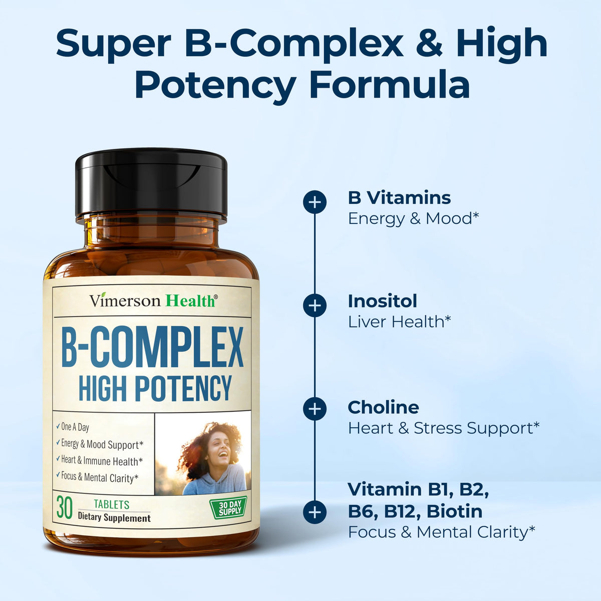 Vimerson Health Complexe de Vitamines B 400mcg flacon ouvert