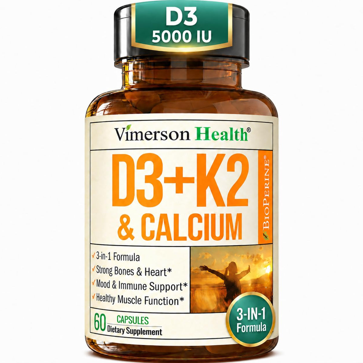 Vimerson Health D3 K2 Calcium 60 capsules vue avant