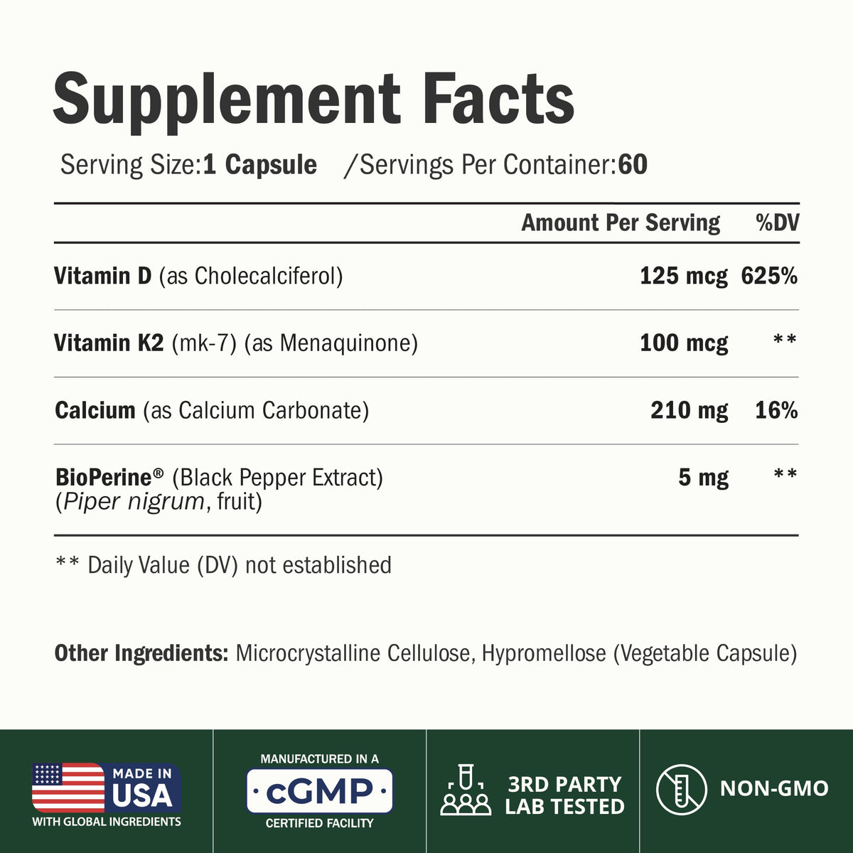 Vimerson Health D3 K2 Calcium flacon avec capsules
