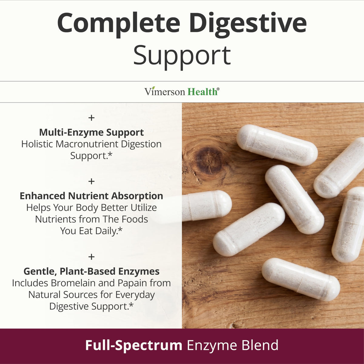 Vimerson Health Enzymes Végétales - prise de capsules avec un verre d'eau