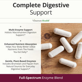Vimerson Health Enzymes Végétales - prise de capsules avec un verre d'eau