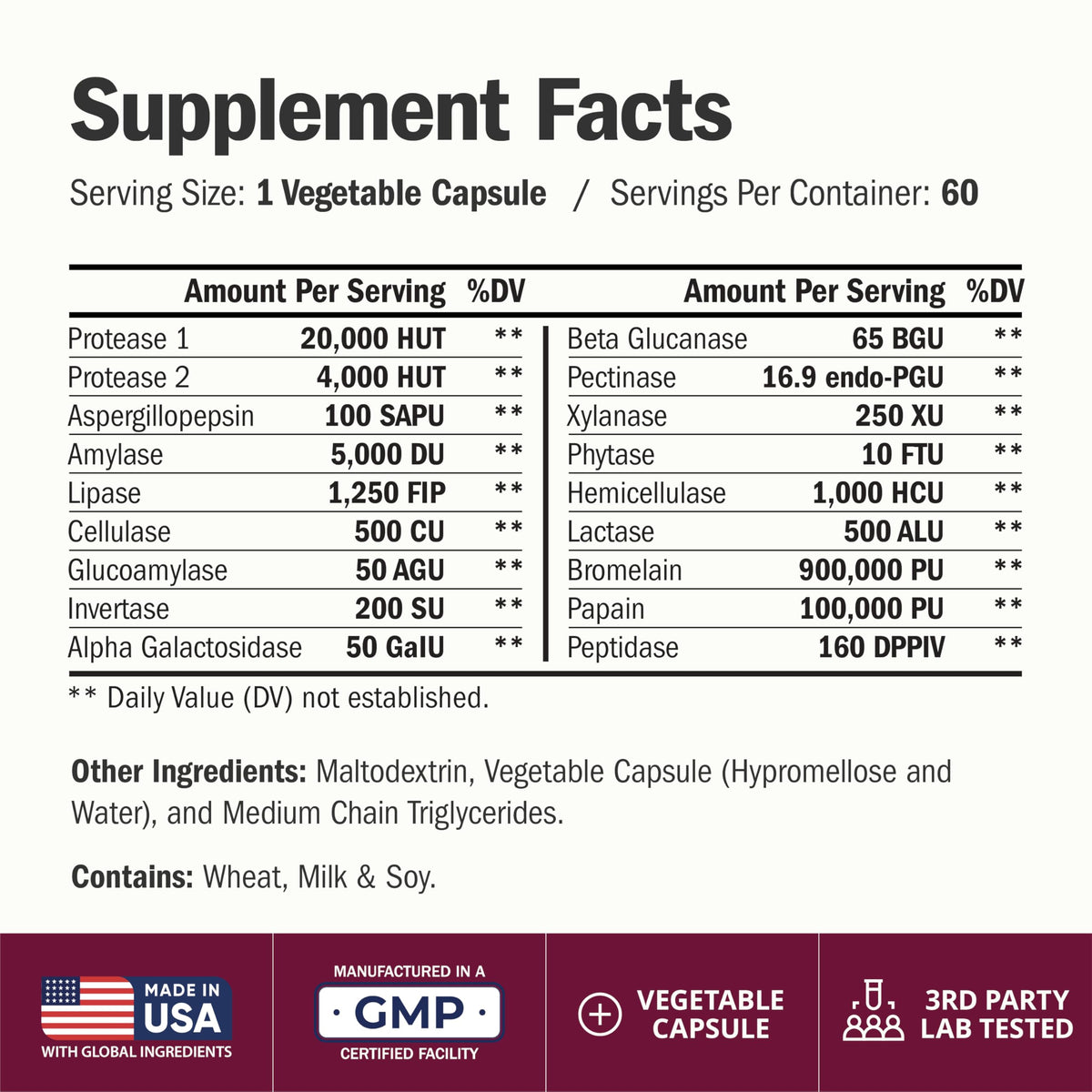 Vimerson Health Enzymes Végétales - vue de côté de l'emballage