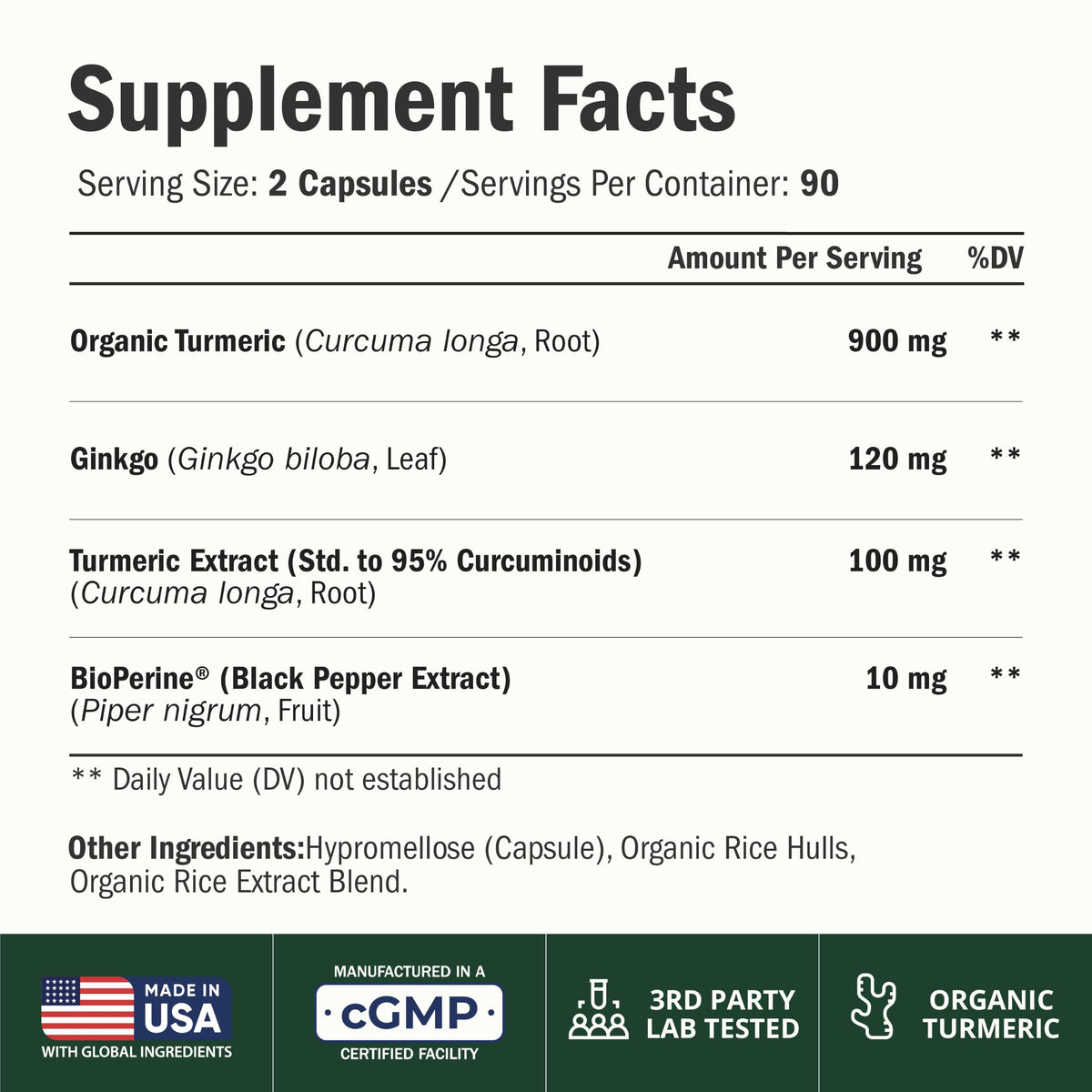 Vimerson Health Ginkgo Biloba capsules 120mg bottle side view