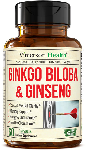 Vimerson Health Ginseng & Ginkgo Biloba 60 capsules vue de face