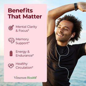 Vimerson Health Ginseng & Ginkgo Biloba capsules avec étiquette