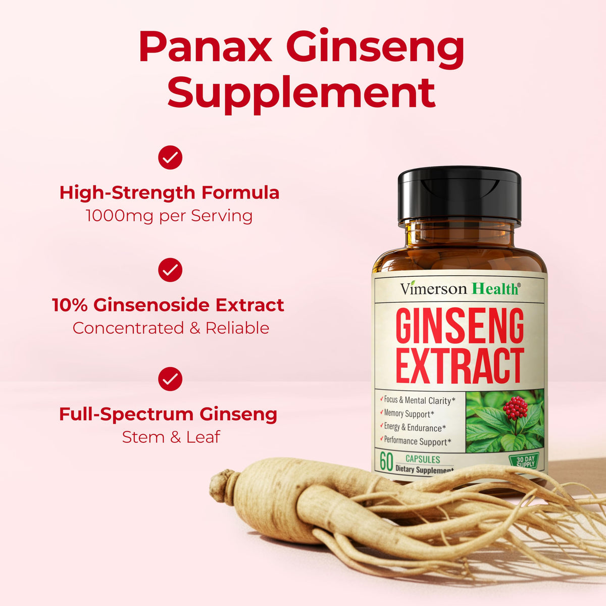 Vimerson Health Ginseng Panax 1000mg boîte de côté