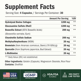 Vimerson Health Glucosamine Chondroitin 1200mg Collagène side view