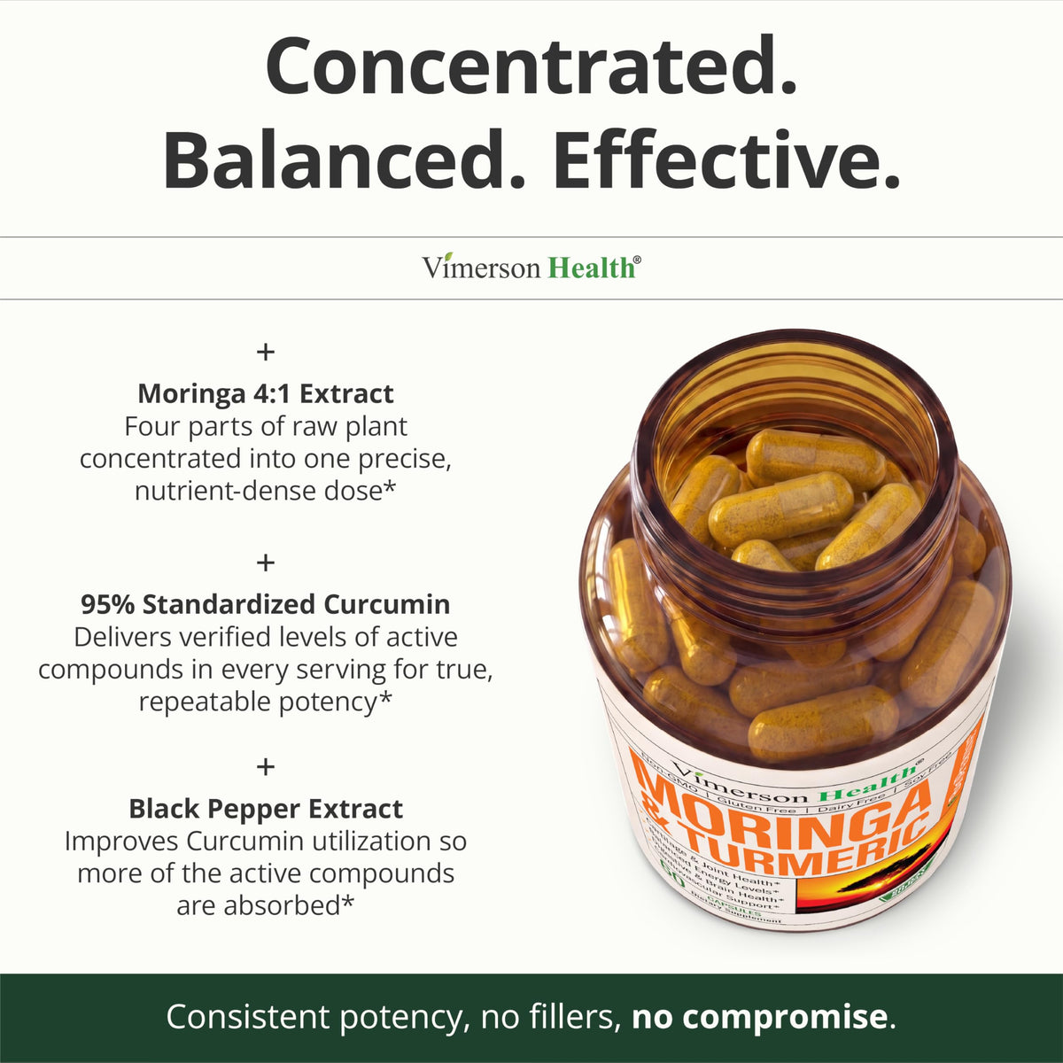 Vimerson Health Moringa 4:1 avec curcuma, sur une table
