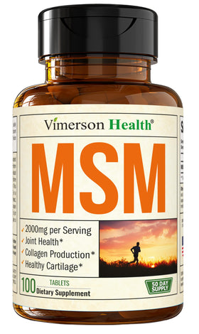 Vimerson Health MSM 2000mg comprimés vue de face dans un flacon