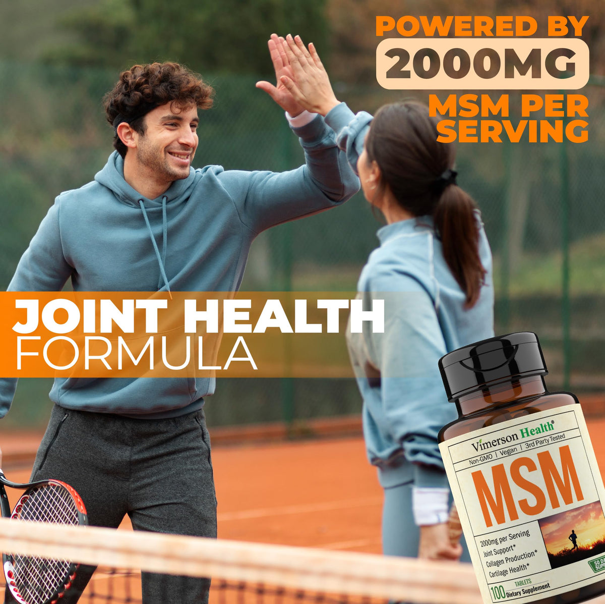 Vimerson Health MSM 2000mg flacon avec un couvercle flip-top