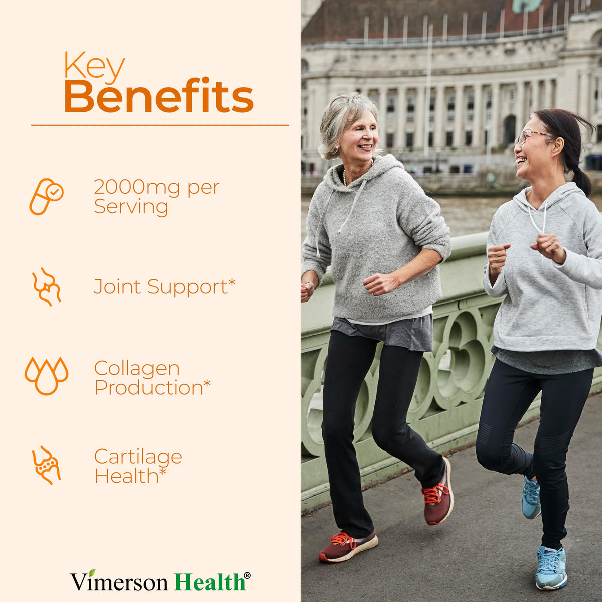 Vimerson Health MSM 2000mg flacon ouvert avec comprimés visibles