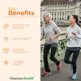 Vimerson Health MSM 2000mg flacon ouvert avec comprimés visibles