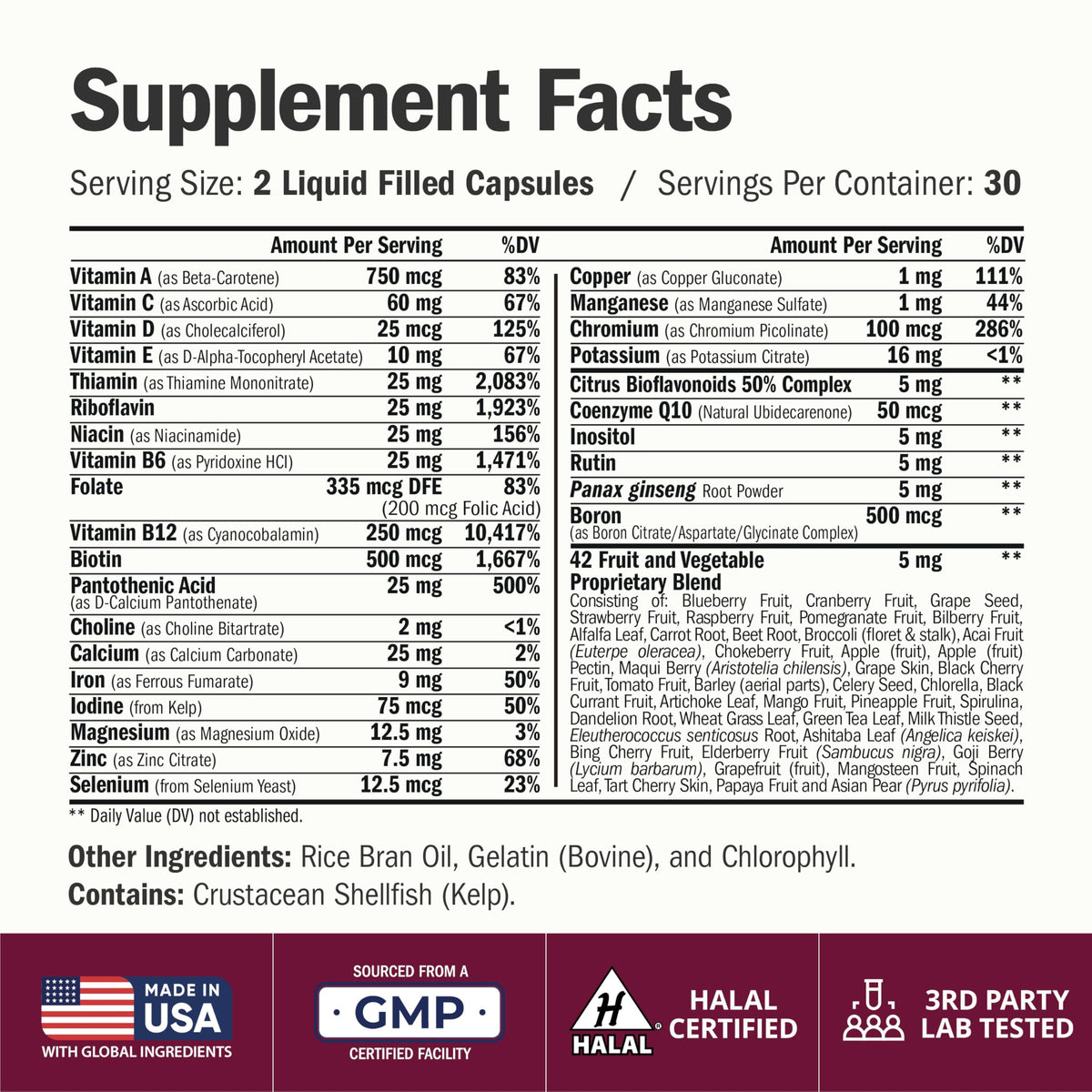 Vimerson Health Multivitamines Femmes 60 Capsules Liquides côté