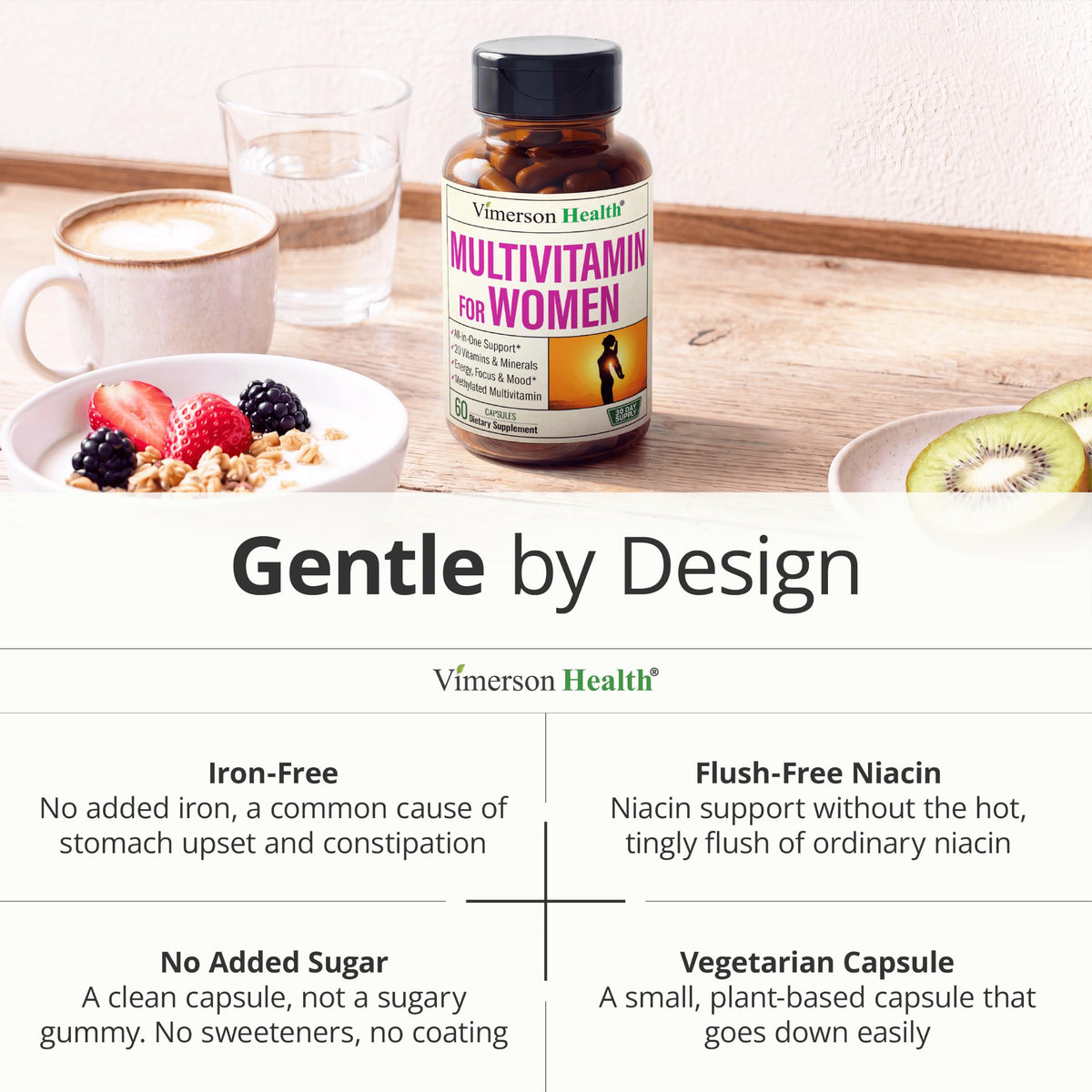 Vimerson Health Multivitamines pour Femmes 60 Capsules avec un verre d'eau