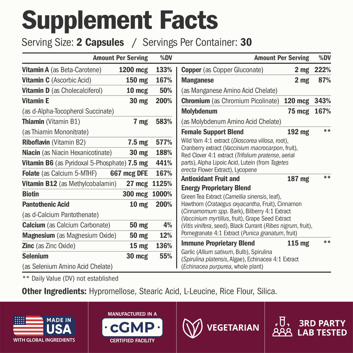 Vimerson Health Multivitamines pour Femmes 60 Capsules sur un fond blanc