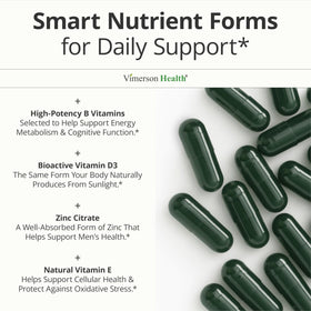 Vimerson Health Multivitamines pour Hommes capsules à côté d'un repas
