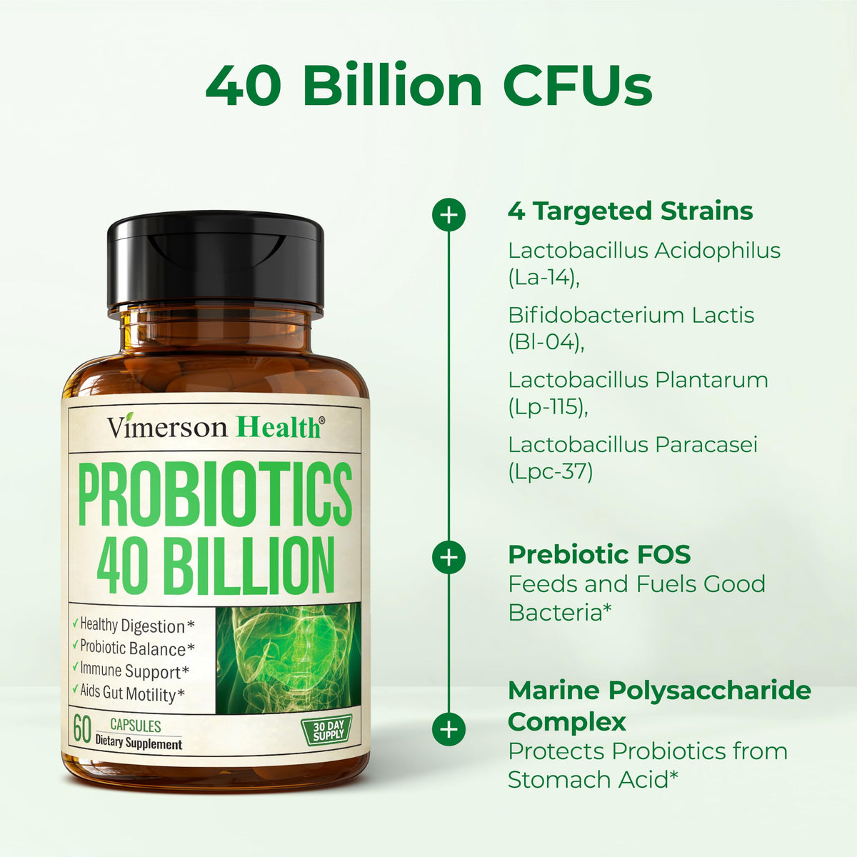 Vimerson Health Probiotiques capsules en gros plan