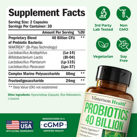 Vimerson Health Probiotiques ingrédients et informations nutritionnelles