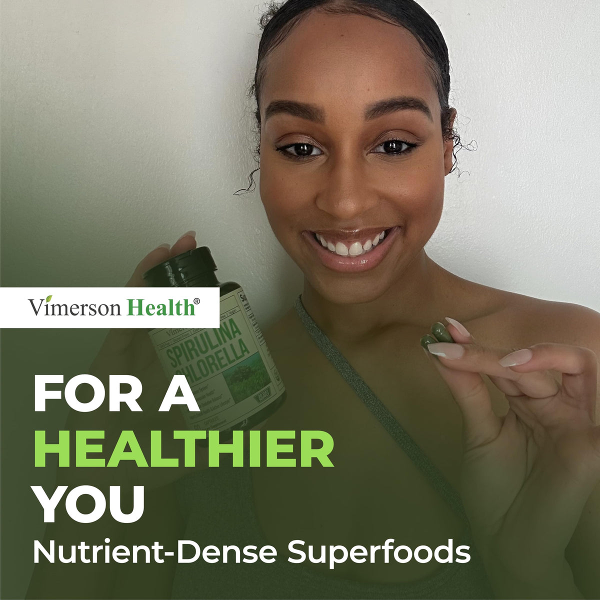 Vimerson Health Spiruline et Chlorelle capsules avec étiquette