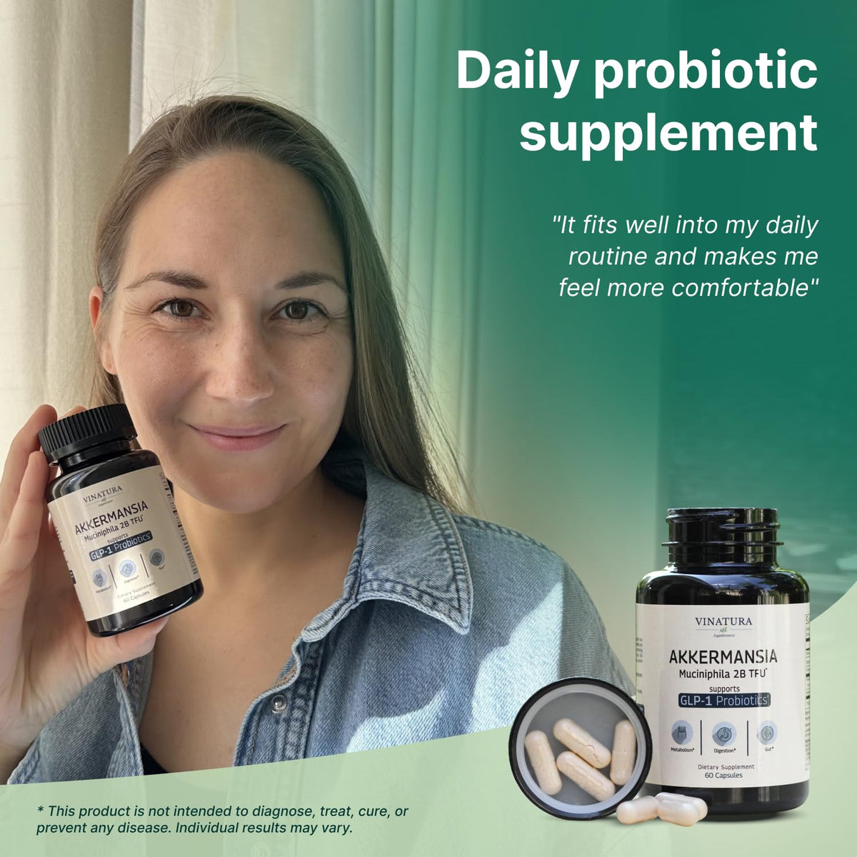 VINATURA Akkermansia Probiotic avec étiquette visible