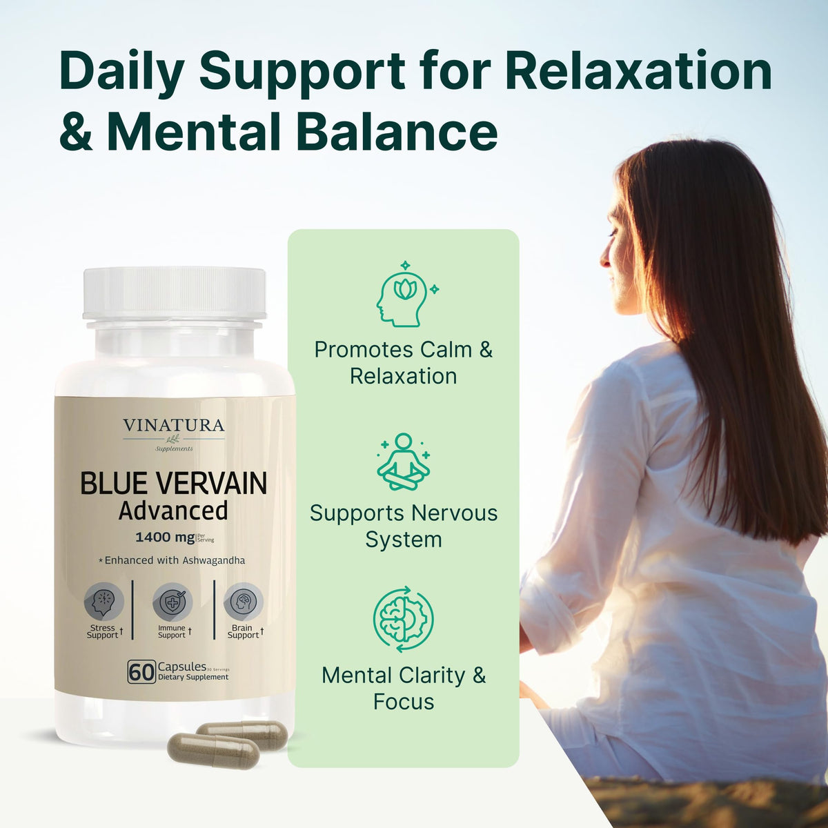 VINATURA Blue Vervain Advanced 1400mg bottle with label