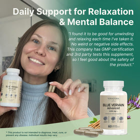 VINATURA Blue Vervain Advanced capsules on a wooden table