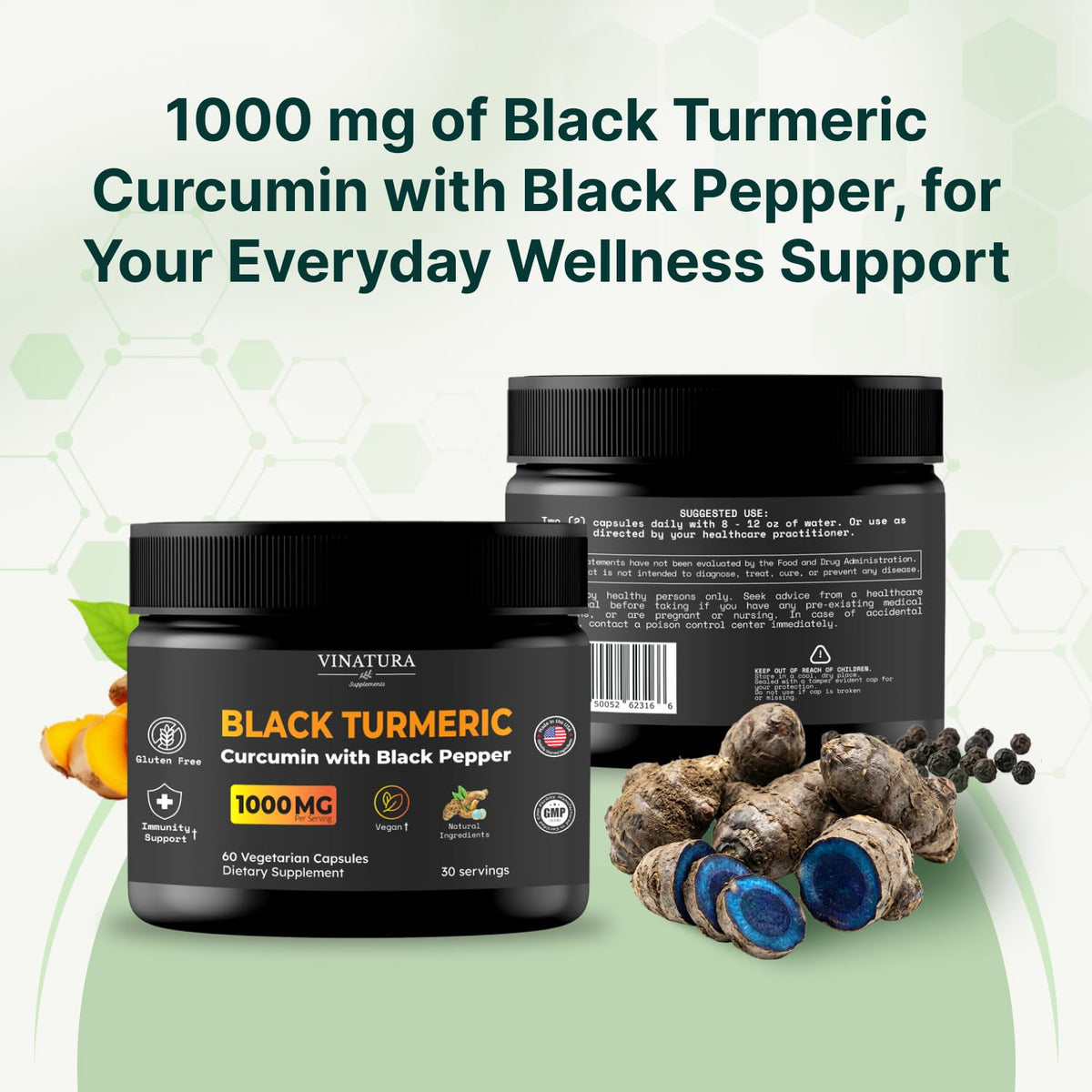 VINATURA Curcuma Noir 1000mg - vue de côté du produit