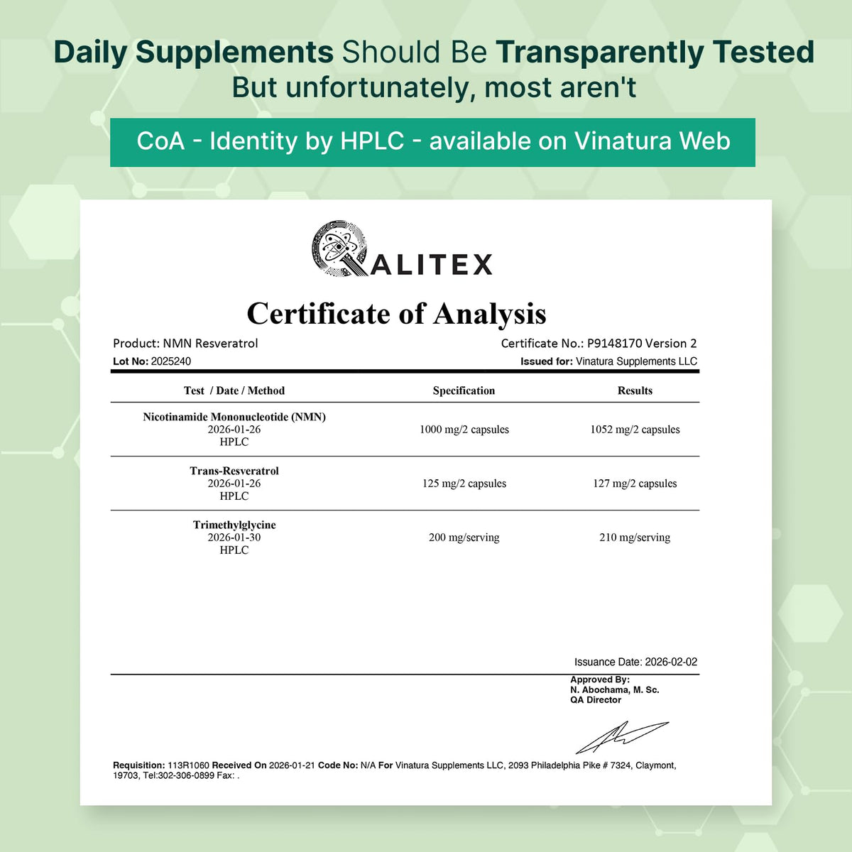 VINATURA NMN Complex 1325MG capsule close-up
