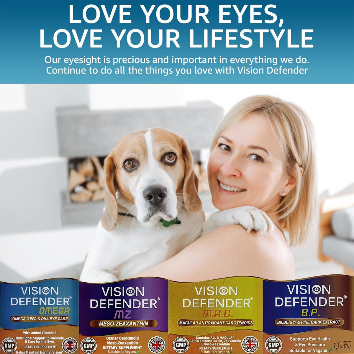 Vision Defender Omega-3 capsules on a white background