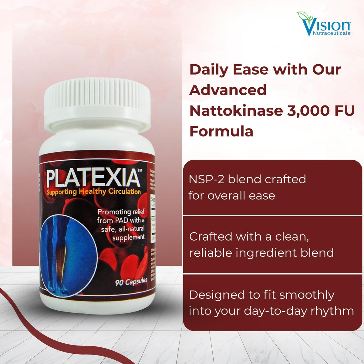 Vision Nutraceuticals Nattokinase NSP-2 dans un cadre naturel