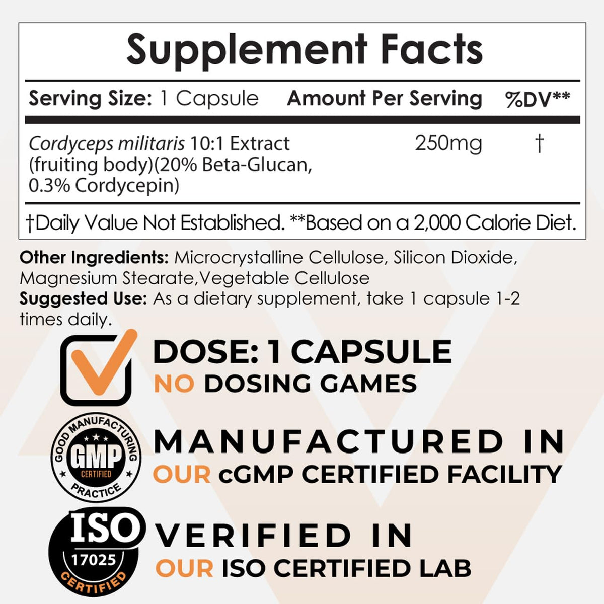 Visuel des capsules de champignon Cordyceps Nootropics Depot, format 10:1