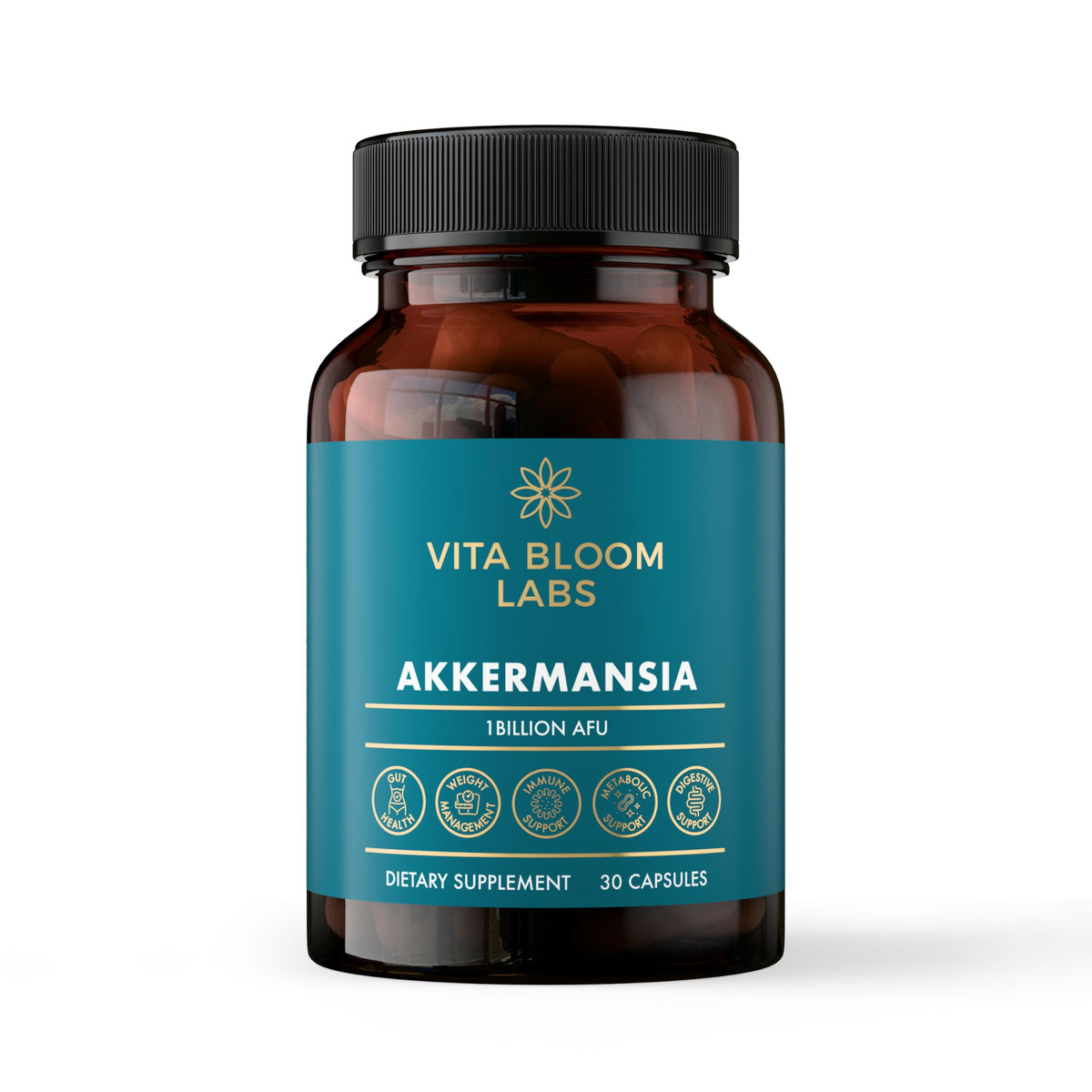 Vita Bloom Labs Complément Alimentaire Probiotique Akkermansia 30 Capsules sur une table
