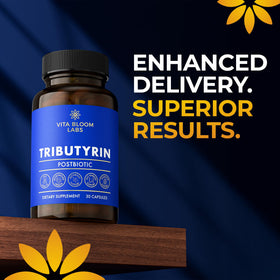 Vita Bloom Labs Tributyrin sur fond neutre