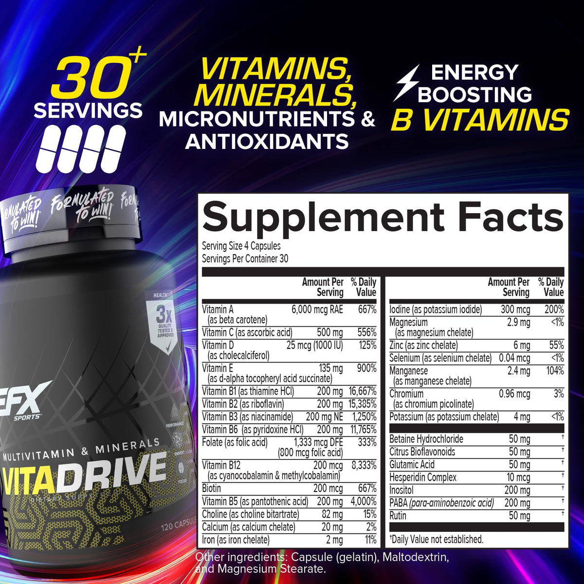 Vita Drive EFX Sports capsules sur fond blanc