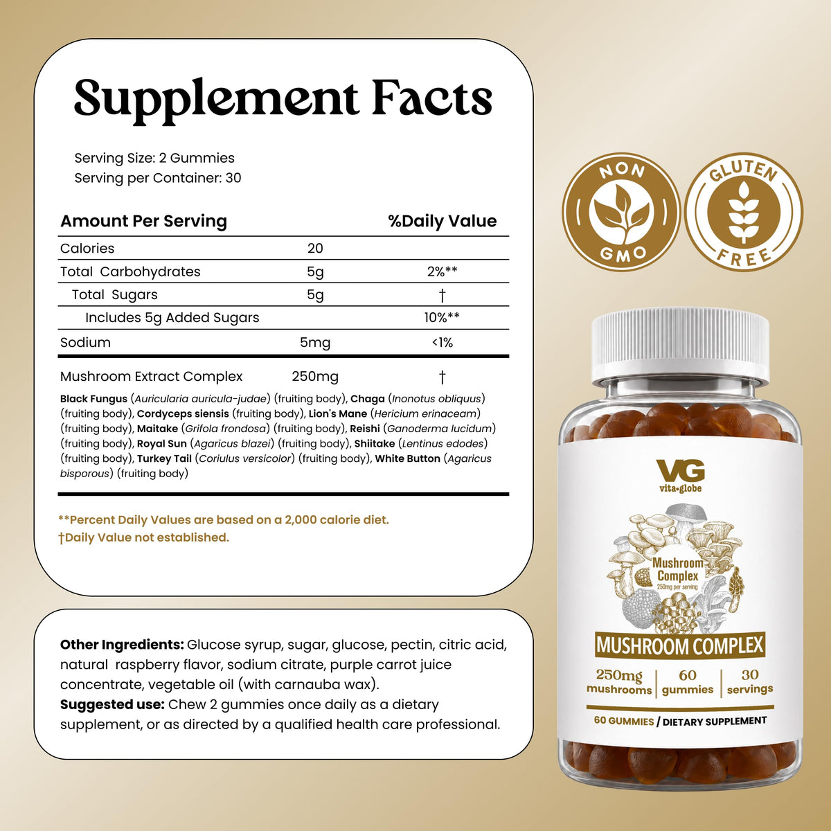 VITA GLOBE Gummies Complex Champignon 440g emballage