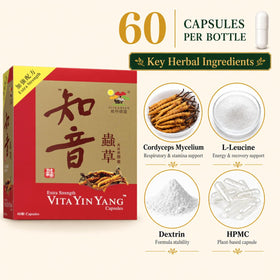 Vita Green Mycélium de Cordyceps Yin Yang - vue latérale du flacon