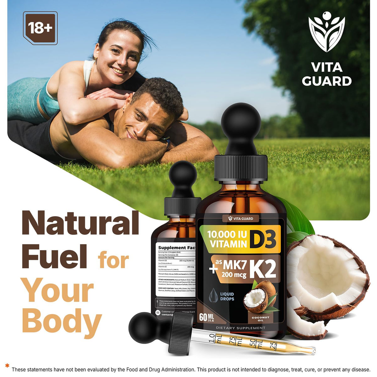 Vita Guard D3 K2 liquide avec ingrédients naturels