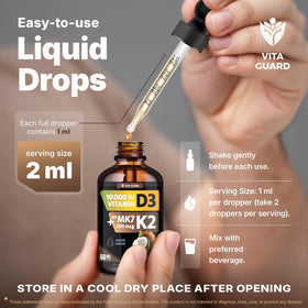 Vita Guard D3 K2 liquide gouttes en utilisation
