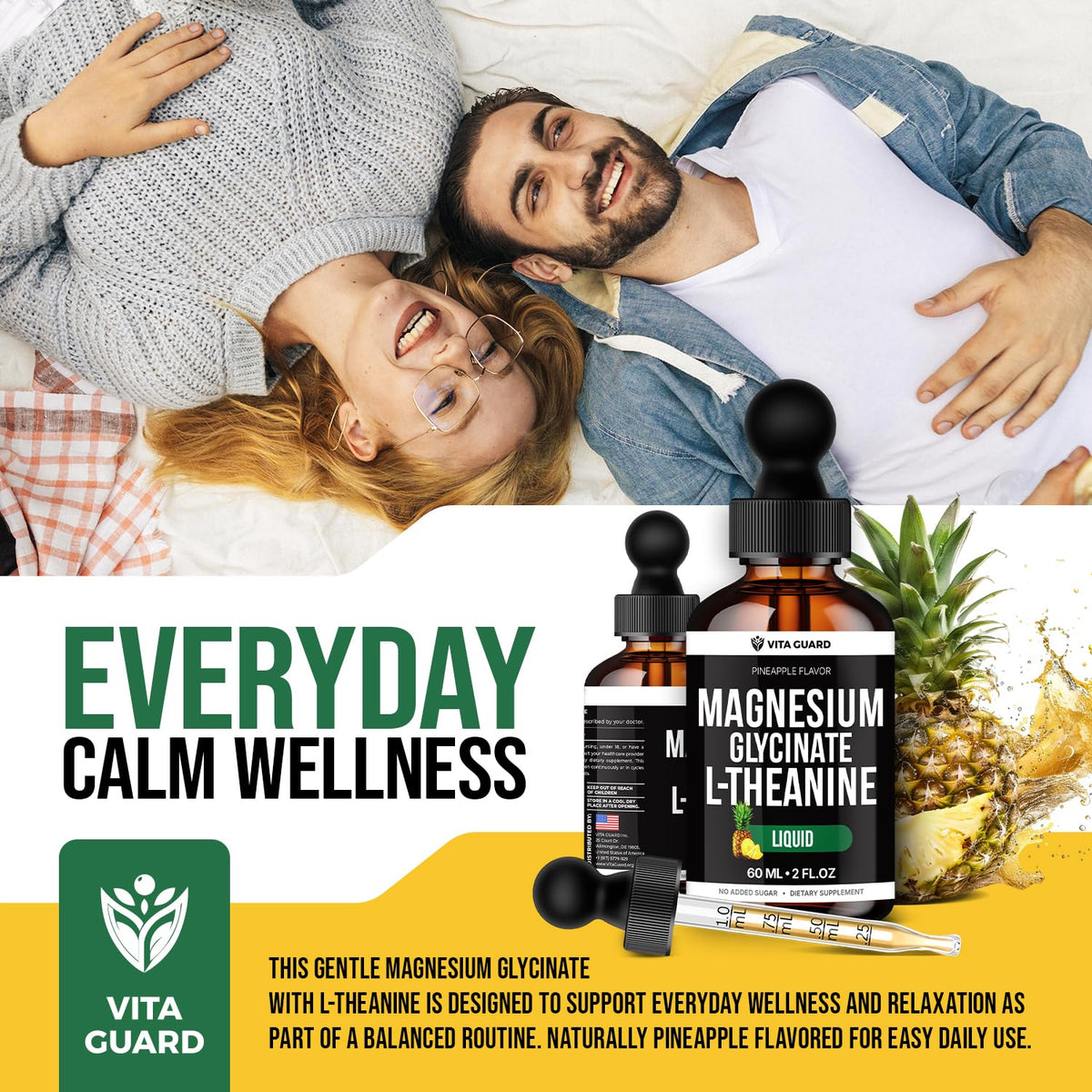 Vita Guard gouttes de magnésium glycinate 500mg avec un smoothie