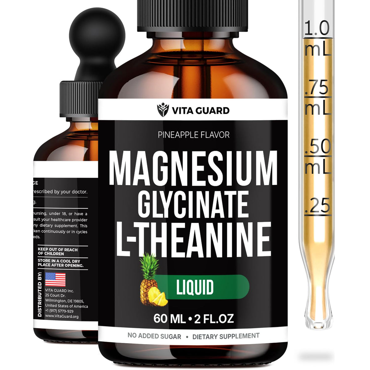 Vita Guard gouttes de magnésium glycinate 500mg flacon de 60ml