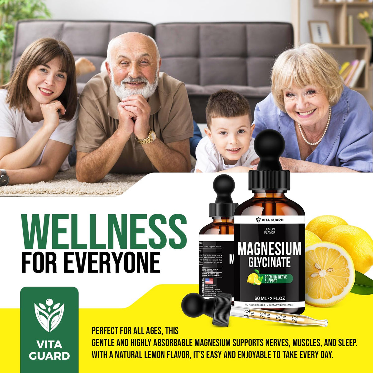 Vita Guard Gouttes de Magnésium Glycinate 500mg, présentation et packaging